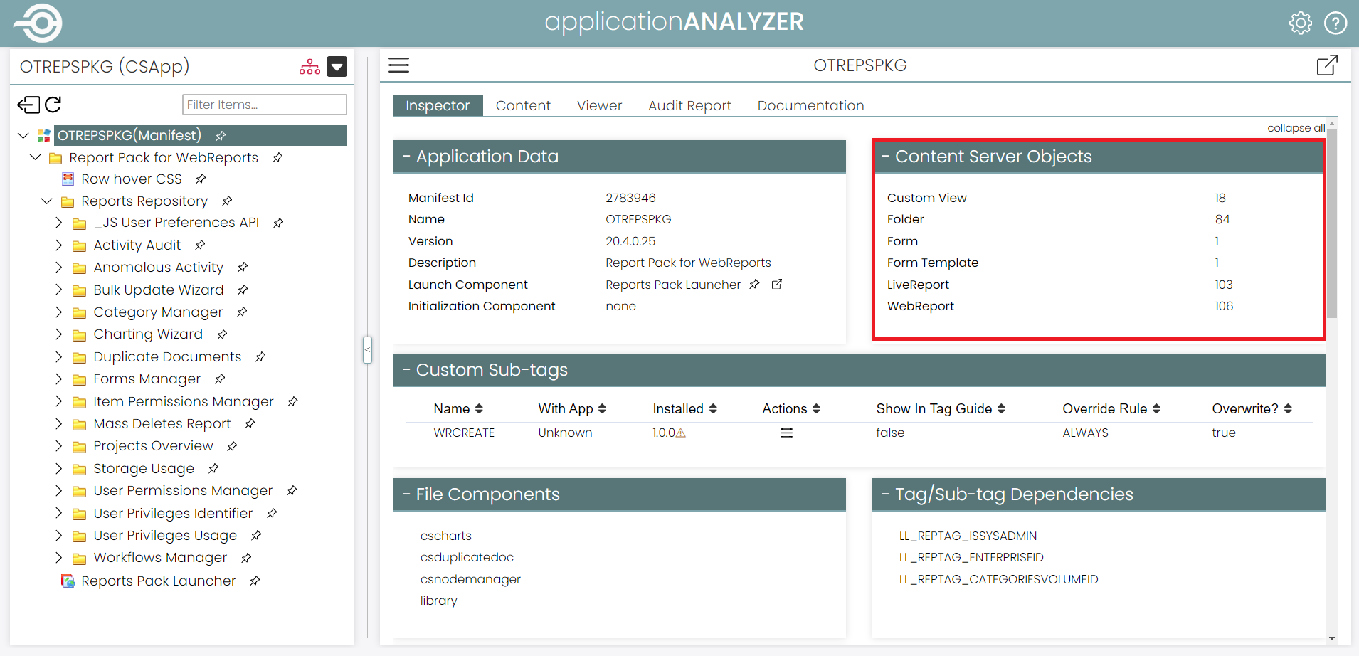 1 OTREPSPKG - CS Objects count