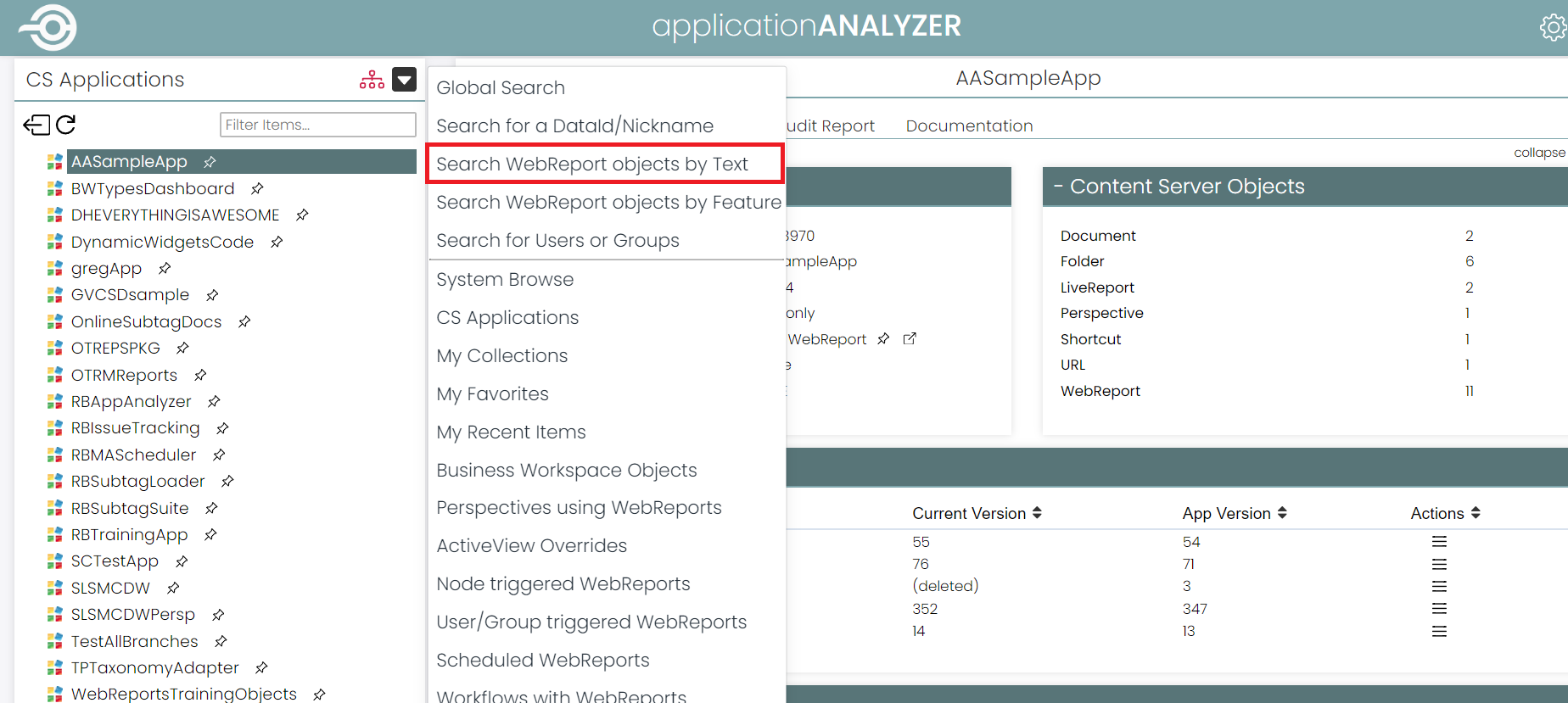 6 Aspect Menu - Search WR by Text