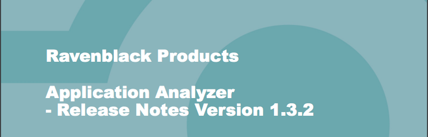 Ravenblack Application Analyzer release notes cover page
